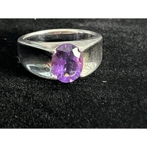 Vintage Sterling Silver Amethyst Ring Size 7 Made in Thailand 925